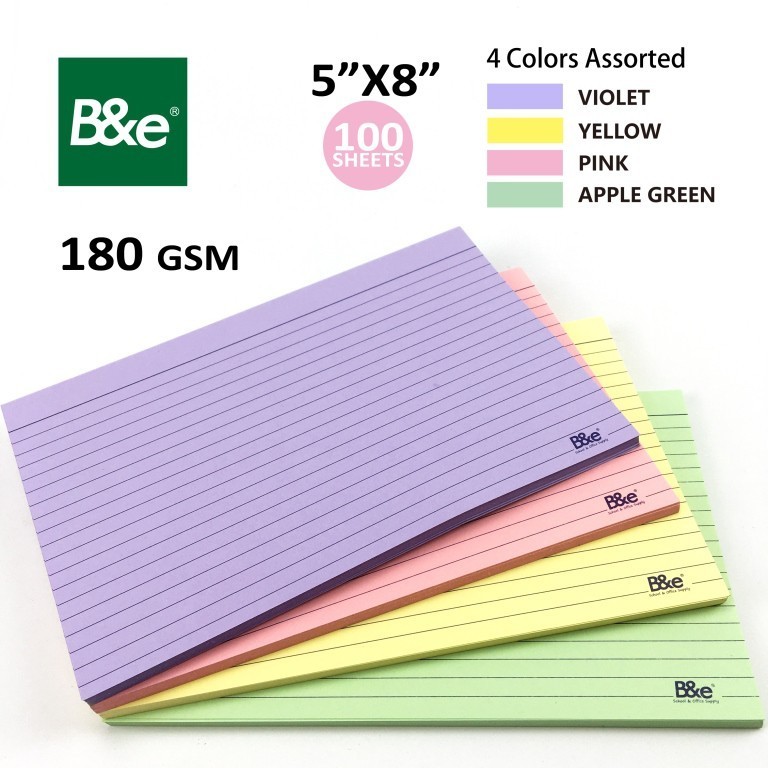 ♞bnesos Stationary School Supplies B&e Colored Index Card 5x8 100Sheets ...