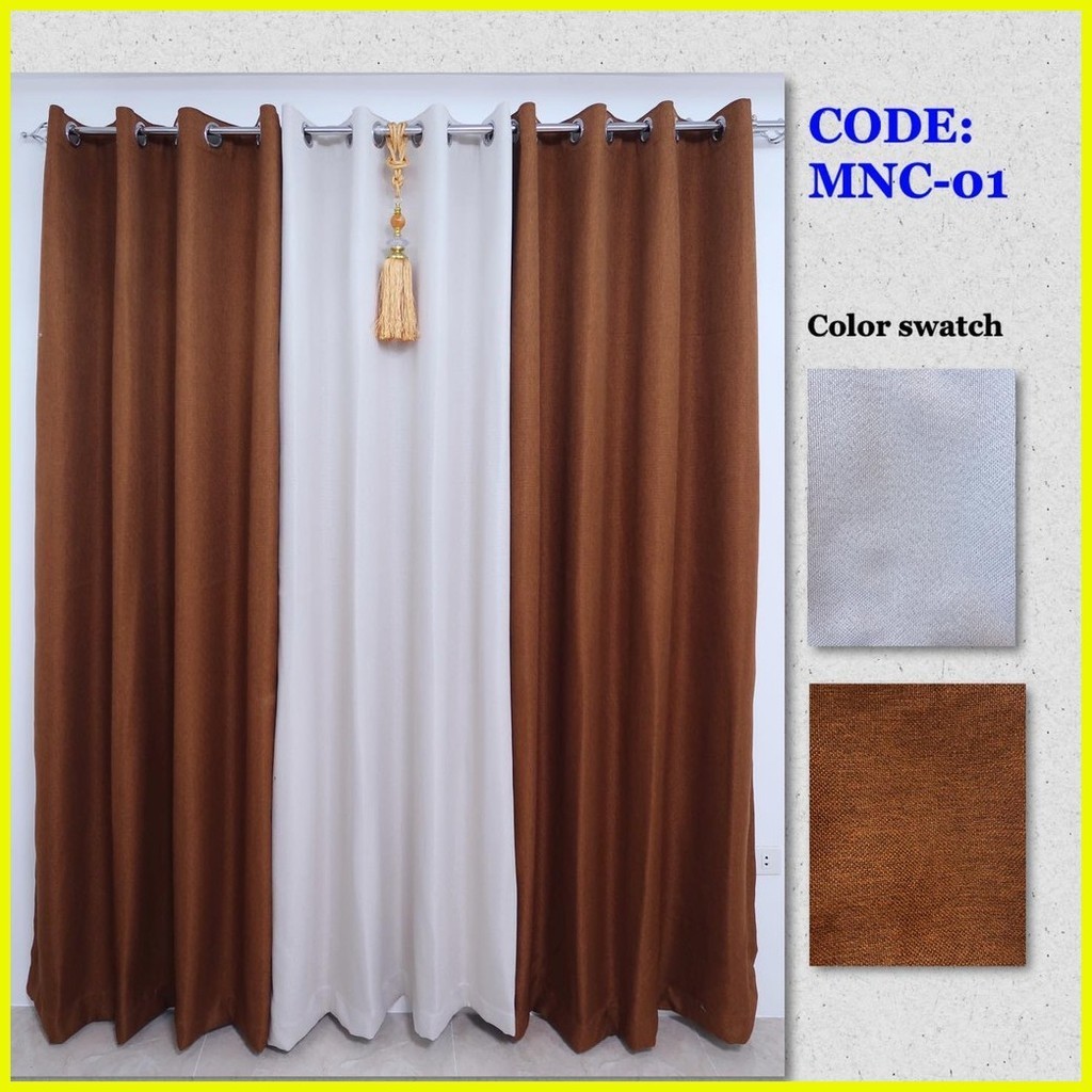 3in1 ALL PLAIN TEXTURED BLACKOUT DIMMER GROMMET CURTAIN SET with FREE