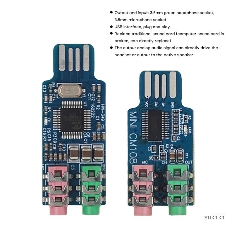Kiki CM108 USB Drivefree Sound Card For Laptop Computer External Sound