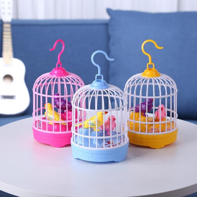 (HM) TOYS Singing Bird Singing in Sound Activated Cage Battery Parrot ...