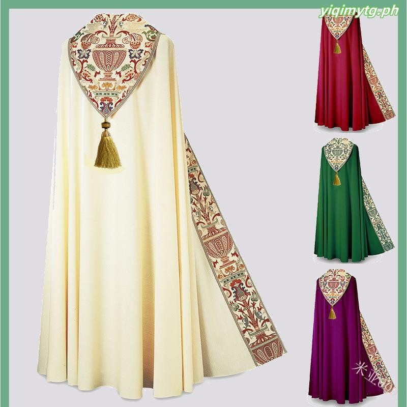 Halloween Men Medieval Retro Shawl Cloak Prayer Robes Church Dress ...