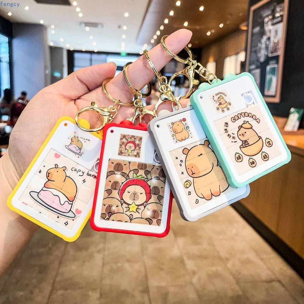 FENGCY Capybara Key Chain, Huarong Road Cartoon Capibara Jigsaw Keyring ...