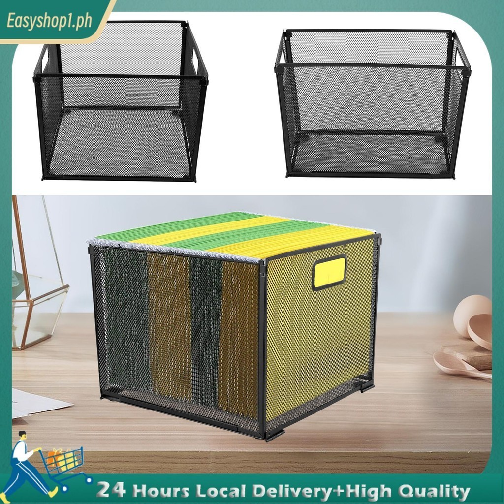 Hanging File Organizer Metal File Holder Box with Handle Letter Sized