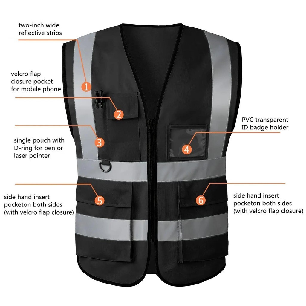 Reflective Safety Vest High Visibility XXXL Motorcycle Jacket Safety ...