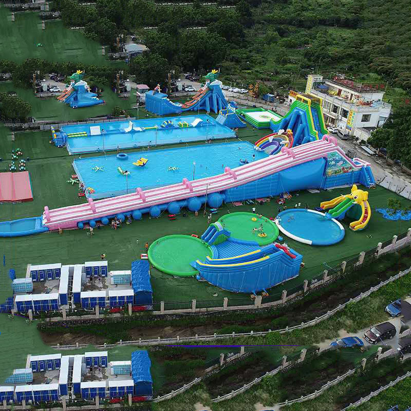 Outdoor Mobile Water Park Set Inflatable Slide Frame Swimming Pool ...