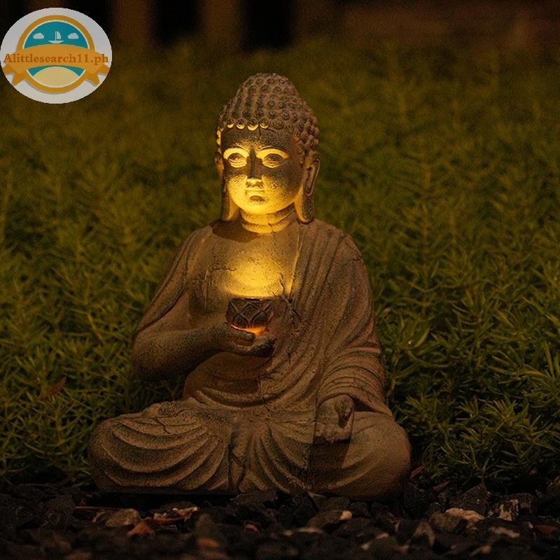 ASEARCH Resin Solar Buddha Statue Garden Decor Light Zen Asian Japanese ...