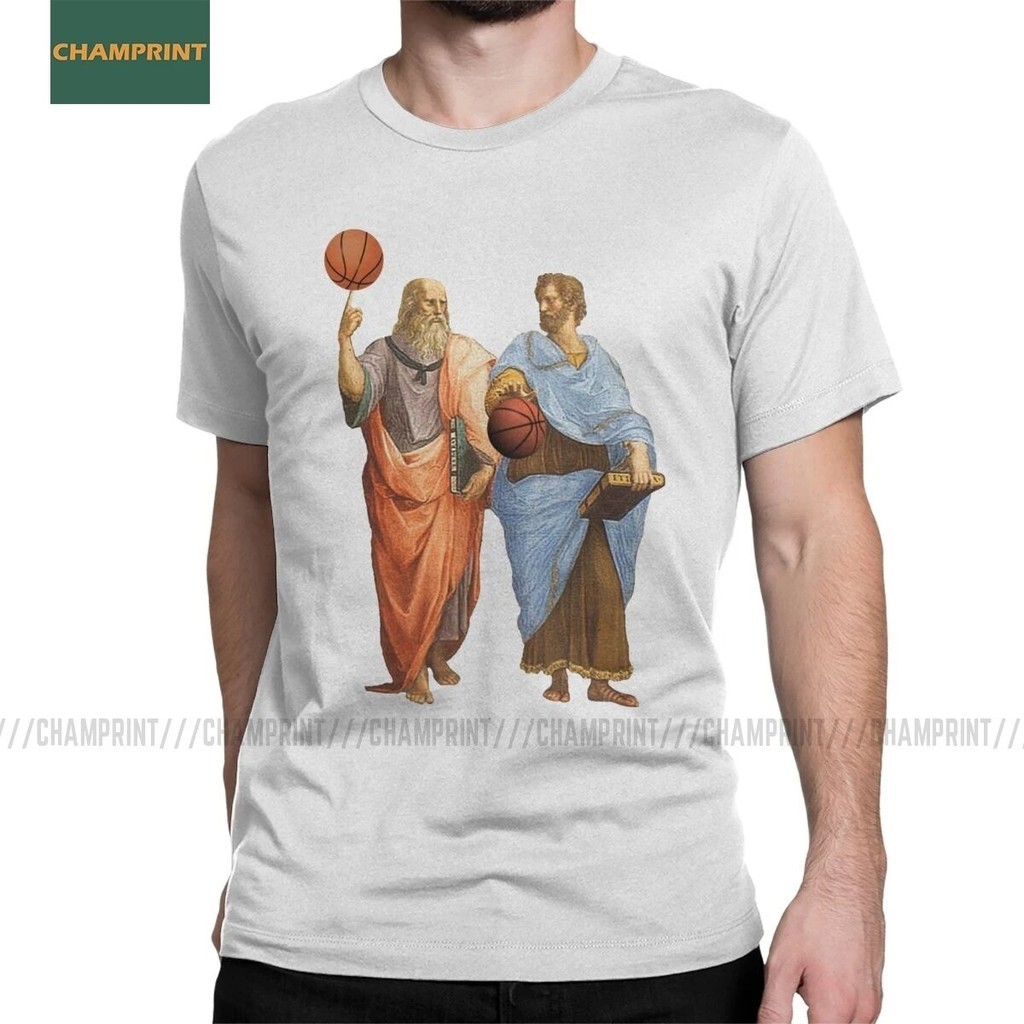 Men Plato And Aristotle In Epic Basketball Match T Shirts Pure Cotton ...