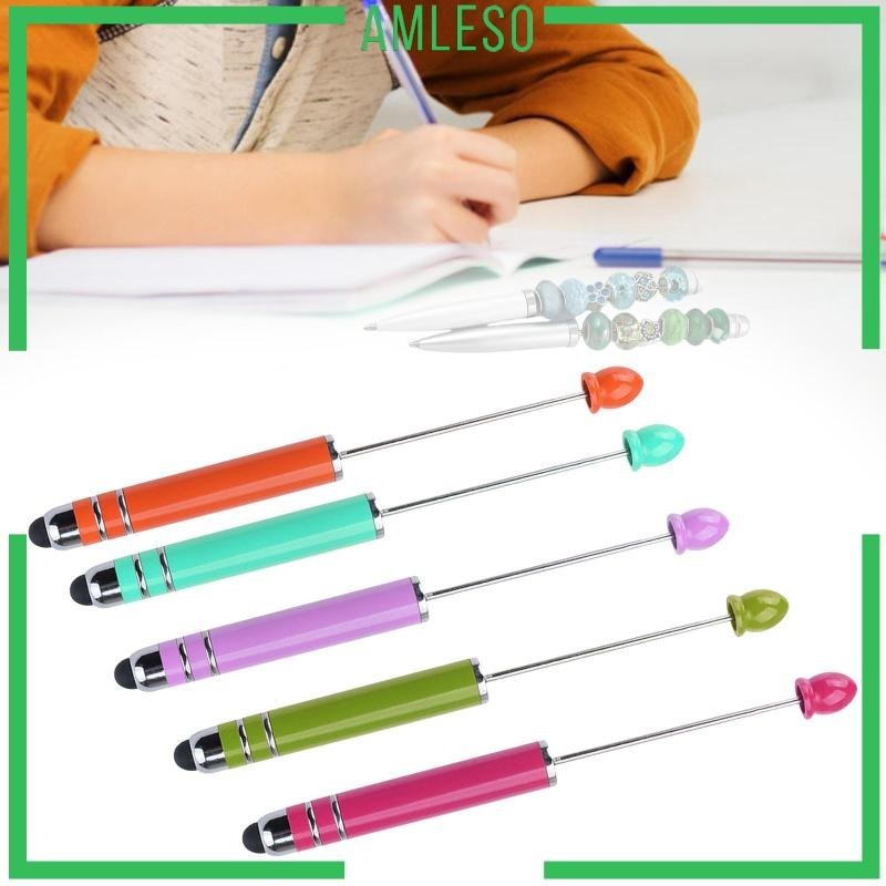 [Amleso] 5Pcs Creative Beadable Pens DIY Rollerball Pen for Exam