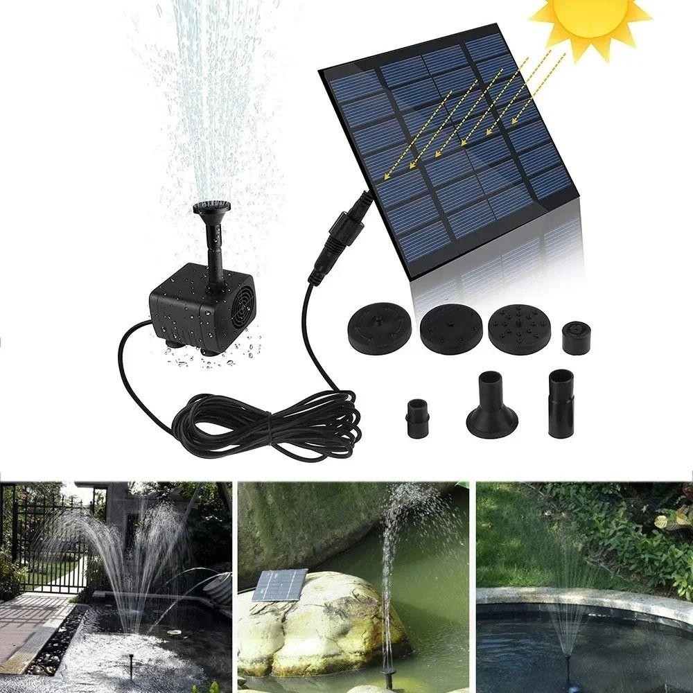 LYNDON Solar Panel Water Pump, Mini 4 Nozzles Solar Fountain Pump ...