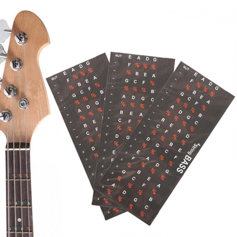 3pcs 4 Strings Bass Fretboard Note Map Bass Fingerboard Note Labels