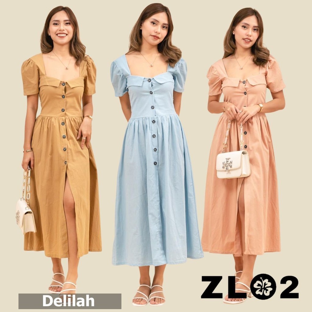 Square Neck Puff Sleeve Embroidered A-Line Maxi Dress main image 1