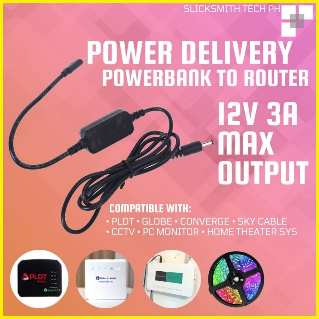 § Power Delivery Cable Powerbank to Router | 12V 3A | Shopee Philippines