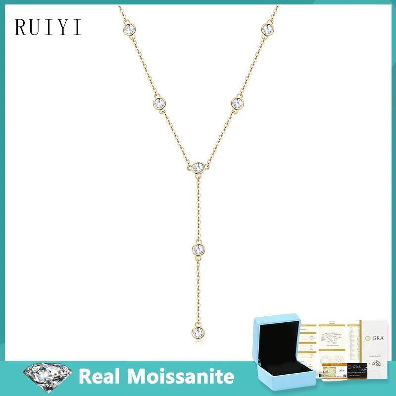 D Color Round Moissanite Diamond Pendants Necklaces for