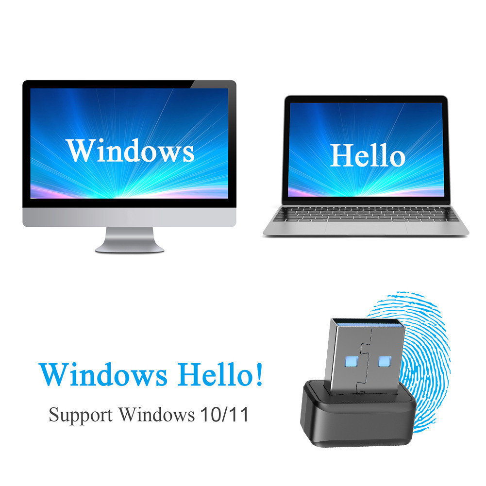 USB Fingerprint Key Reader FIDO U2F Windows Hello Mini Fingerprint ...