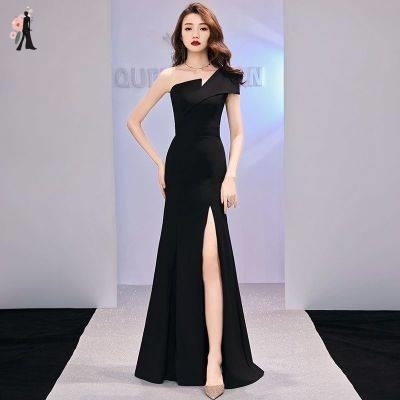 Elegant Black One Shoulder Prom Dress Black Evening Dress Y5782