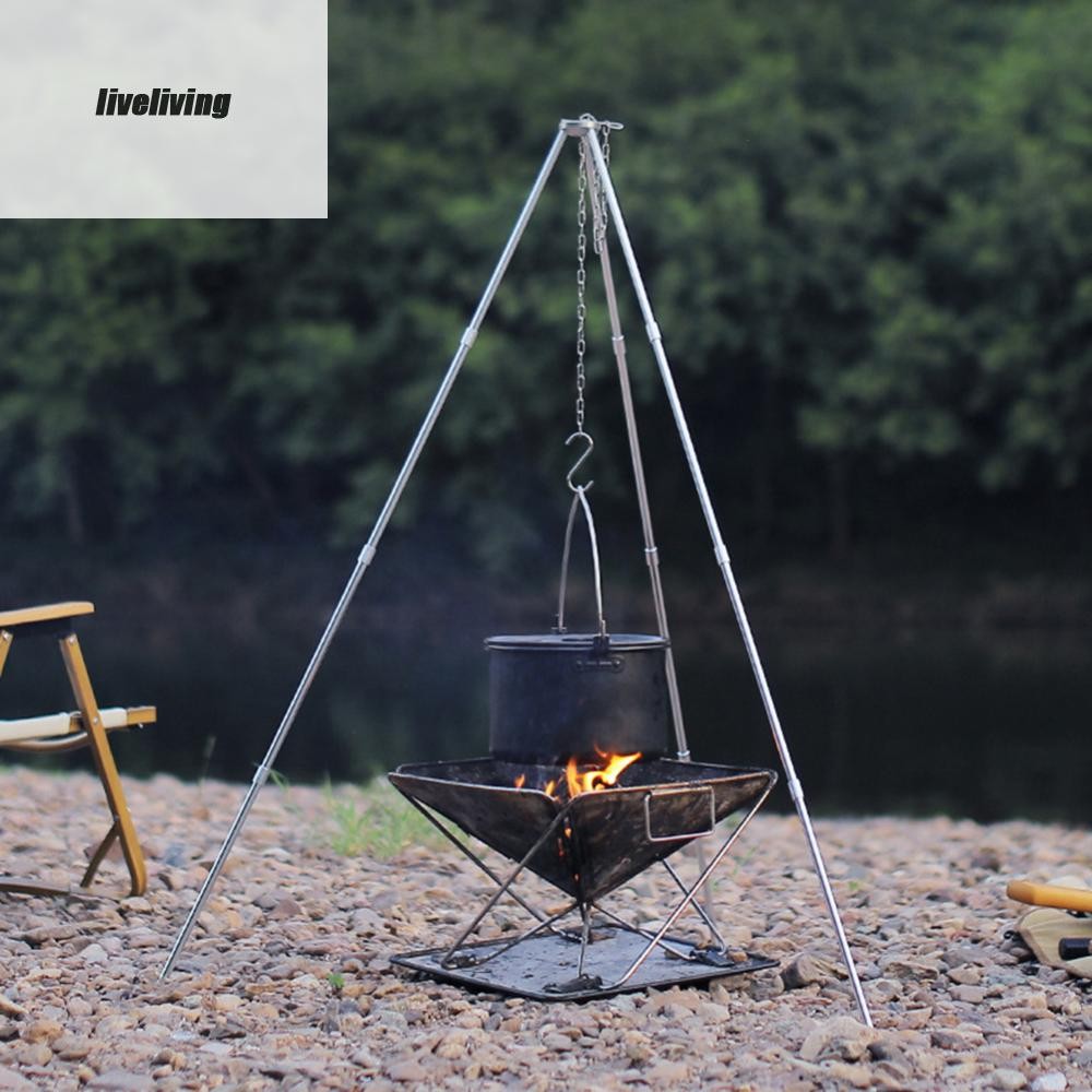 Camping Bonfire Tripod Portable Cooking Pot Frame Tool Camping ...