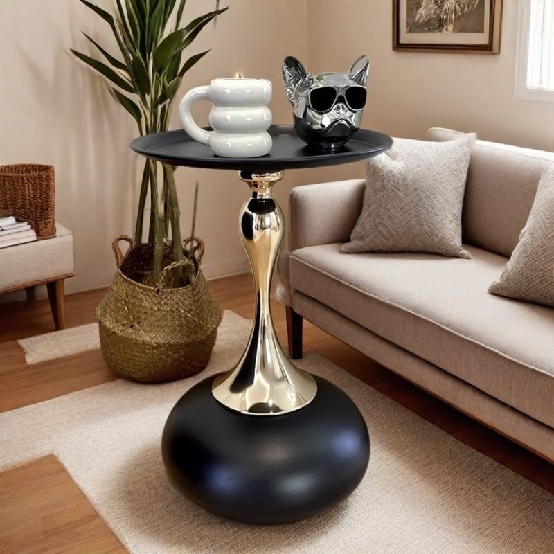 Sofa Side Table Cream Style Round Design For Small Room Creative Coffee ...