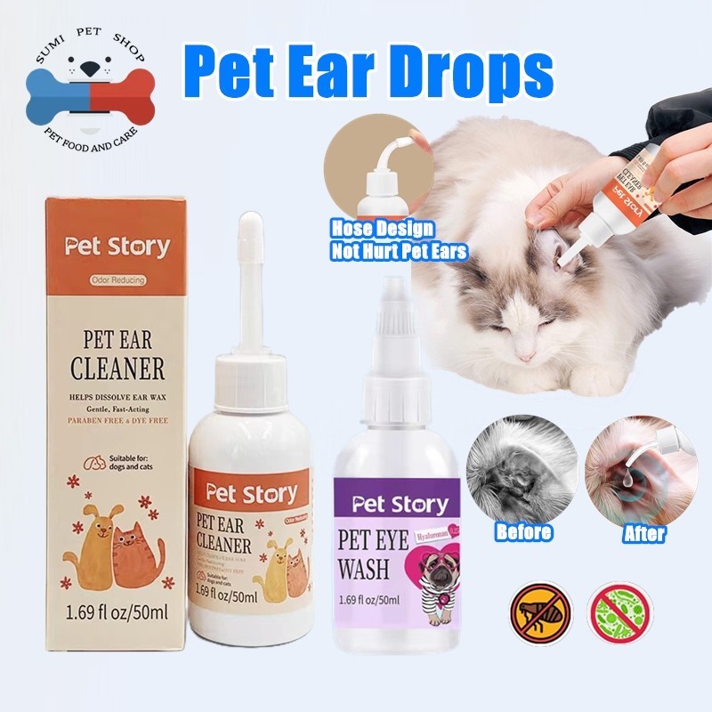 Pet Ear Drops Cat Mites Cleaner Odor Removal Dog Ear Cleaner Infection