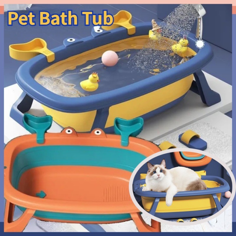 Pet Bathing Foldable Pet Swimming Pool Cat Washing Tub Collapsible Anti ...