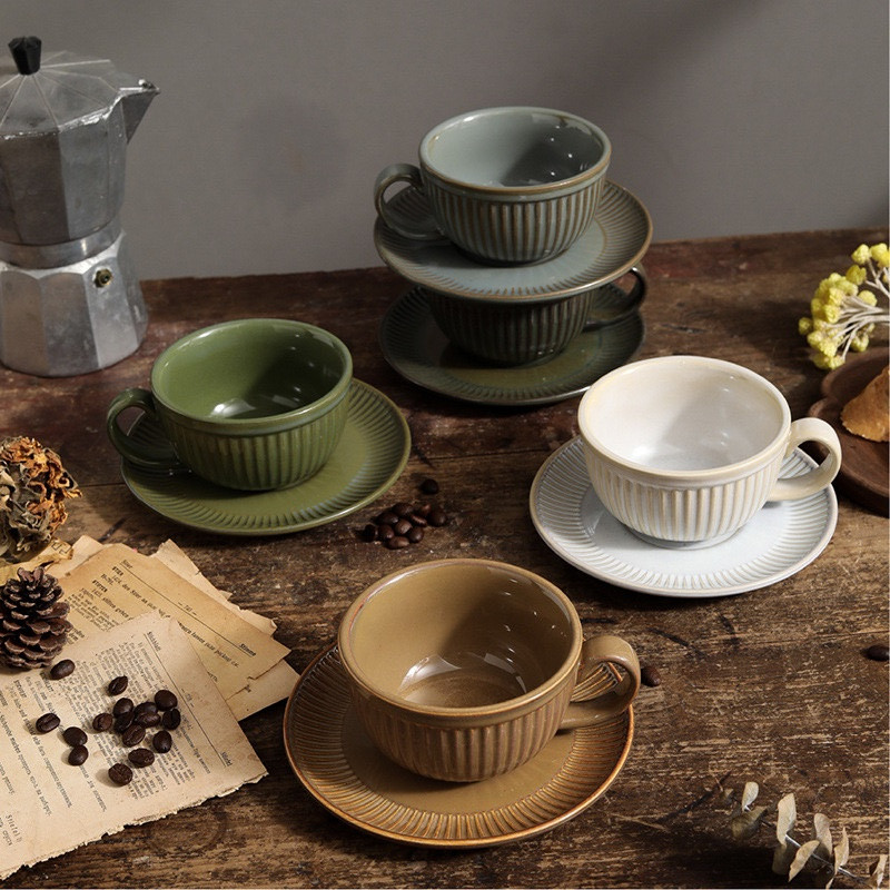 Living Plus 250mL Vintage Ceramic Coffee Cup and Saucer Set LP539 ...