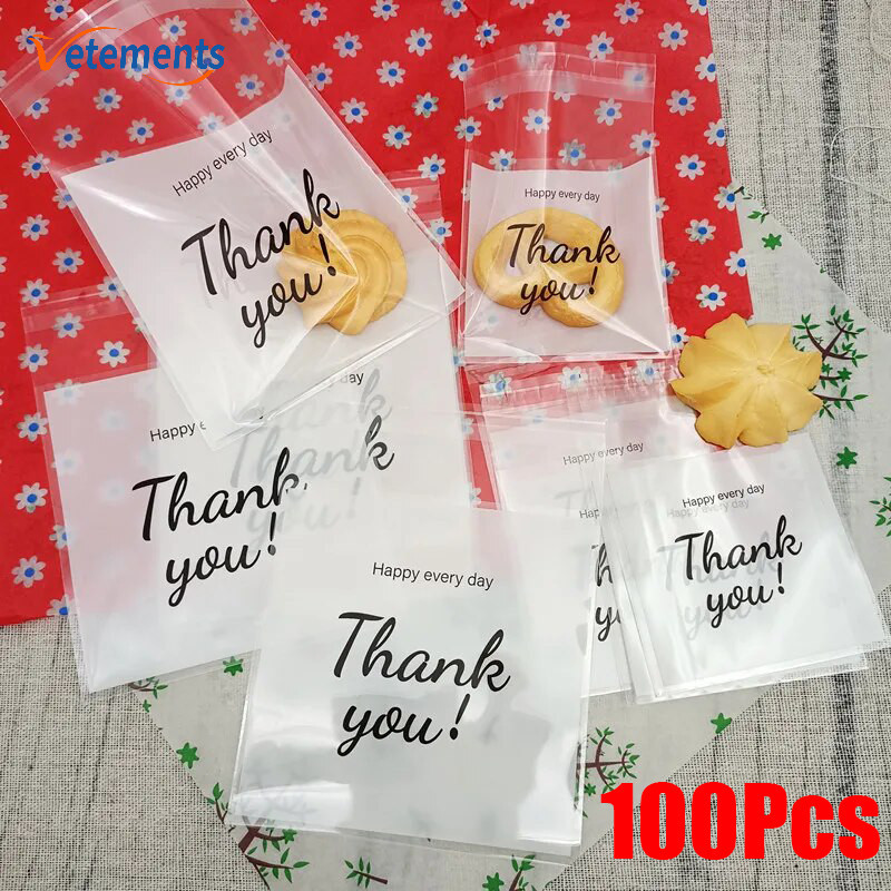 100 Pcs Portable Candy Packaging Thank You Present Pocket Plastic ...