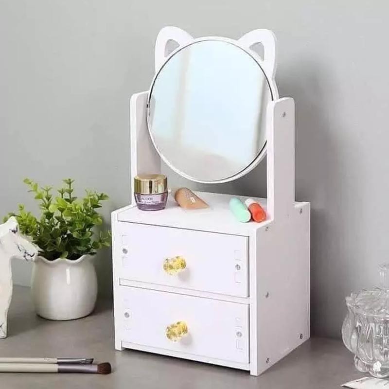 MP DIY Wooden Collapsible Makeup Vanity Mirror With Jewelry Compartment ...