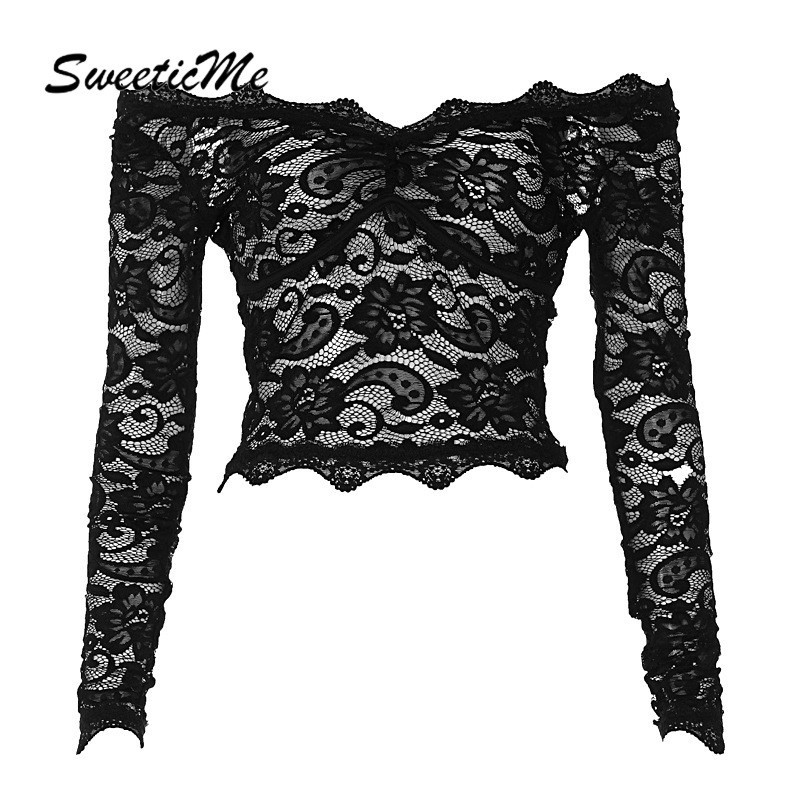 SweeticMe Women's Tops 2024 New Fashion Solid Color Sexy See Through ...