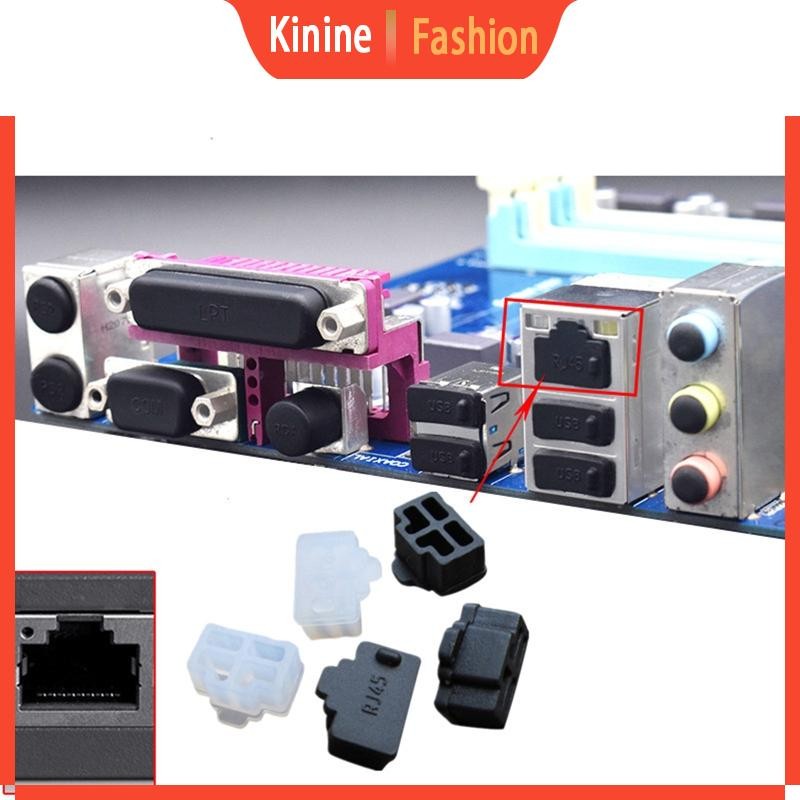 KIN 100Pack RJ45 Anti Dust Cover Cap Black White Ethernet Hub Port ...
