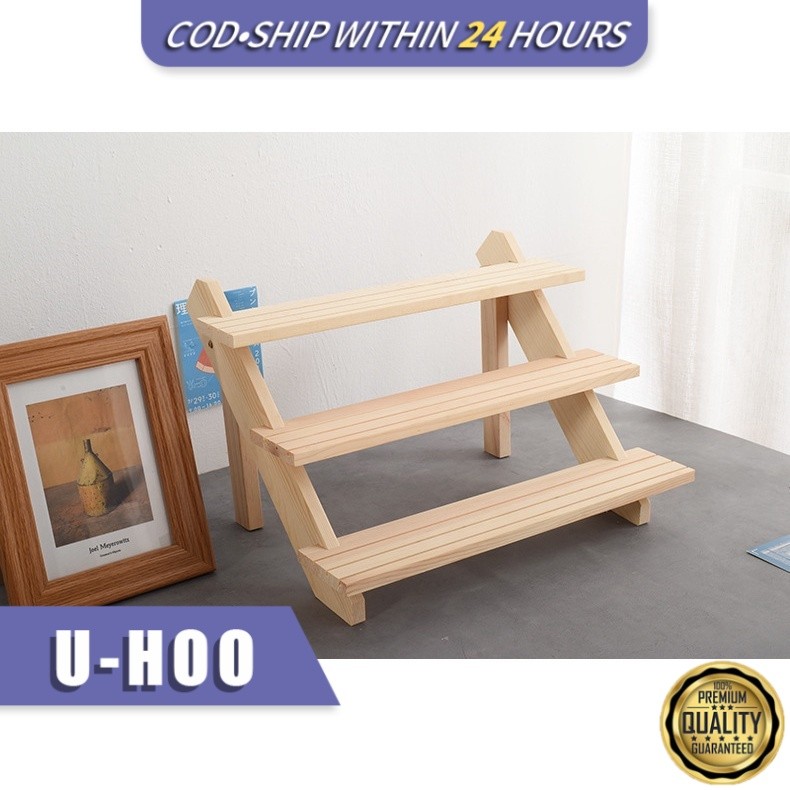 Multi-layer Ladder Wooden Jewelry Rack Display Storage Rack Wood Shelf ...