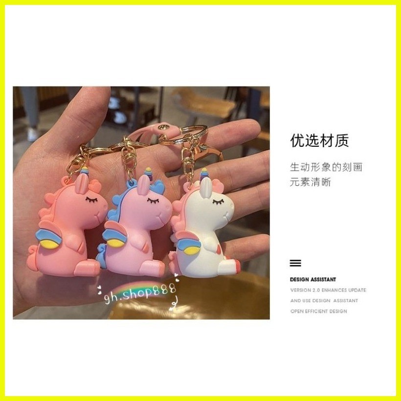 Unicorn pantasiya pony car key chain pendant cute girl backpack pendant