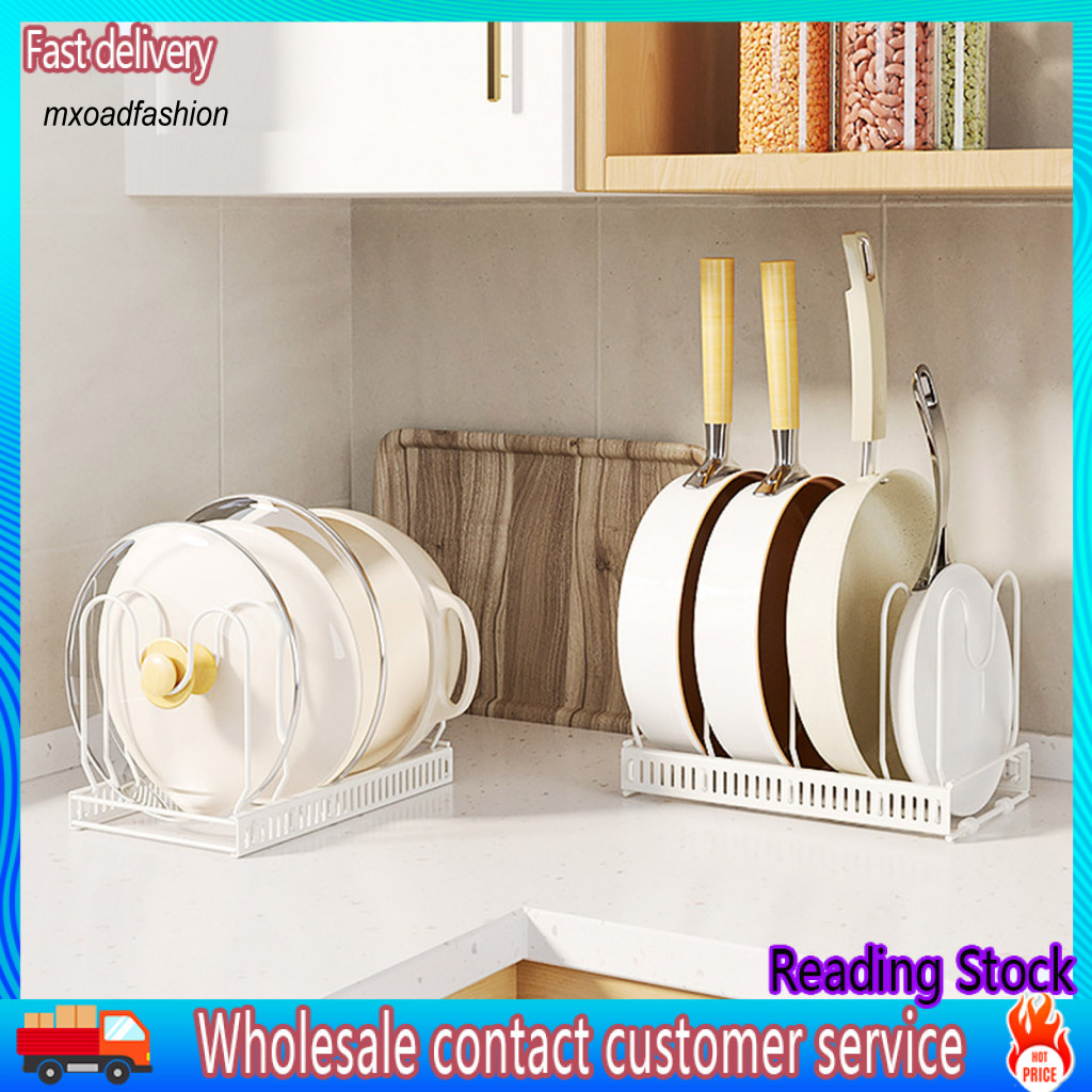 MX_ Retractable Pot Lid Rack U-shaped Card Slot Pot Lid Holder ...