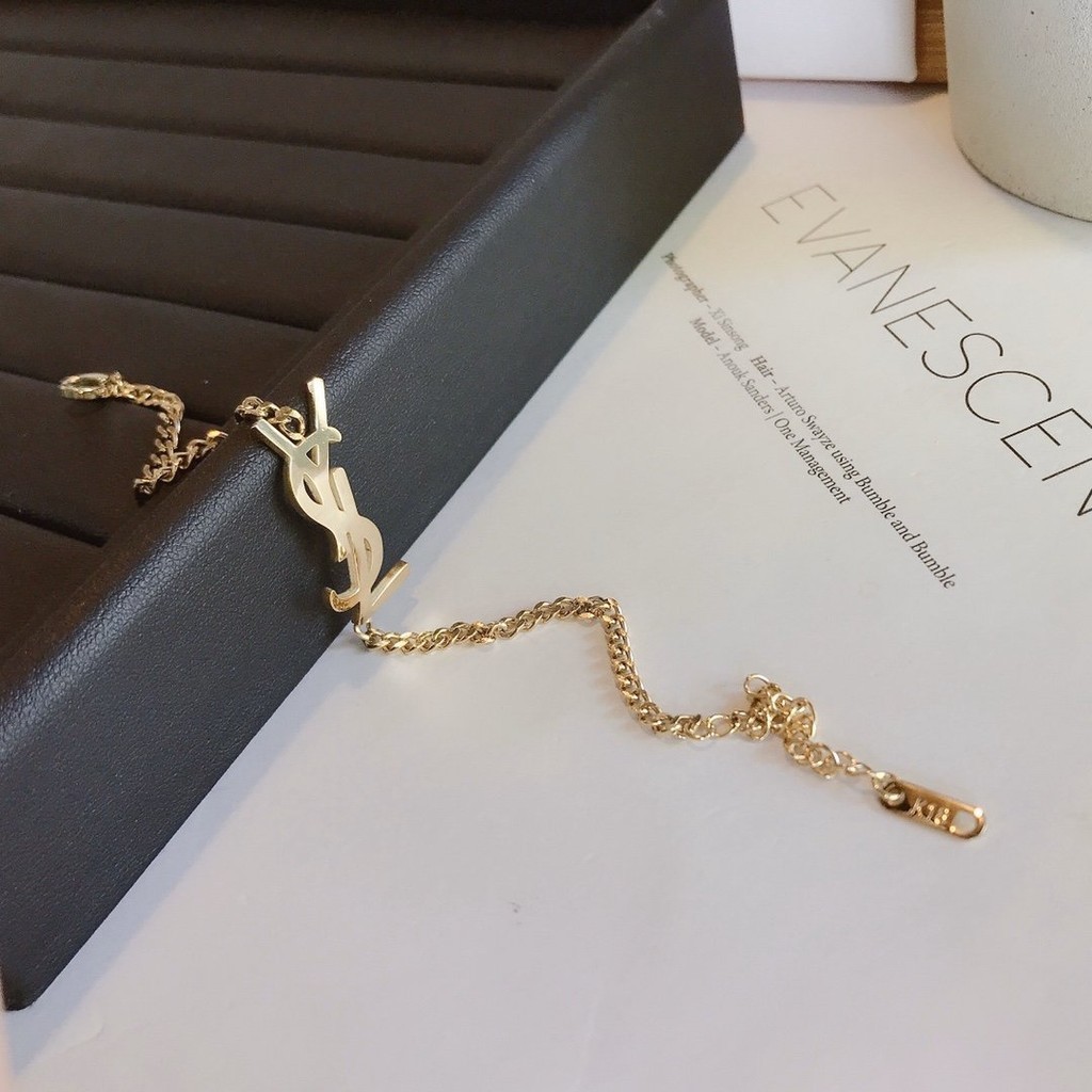 Casual Saint Laurent Bracelet Delicate Bangle Hollow Ysl Letter Logo 