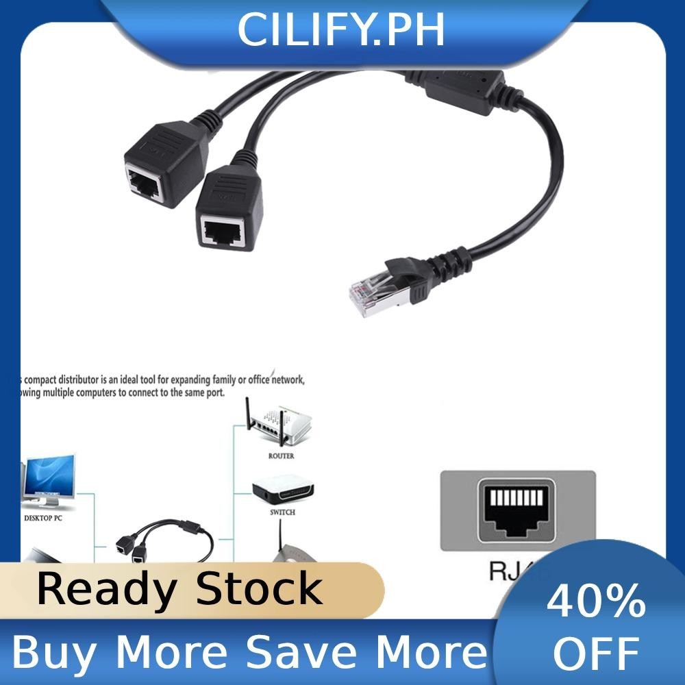 RJ45 Male to 2 Female Splitter DSL LAN Network Ethernet Adapter Cable ...