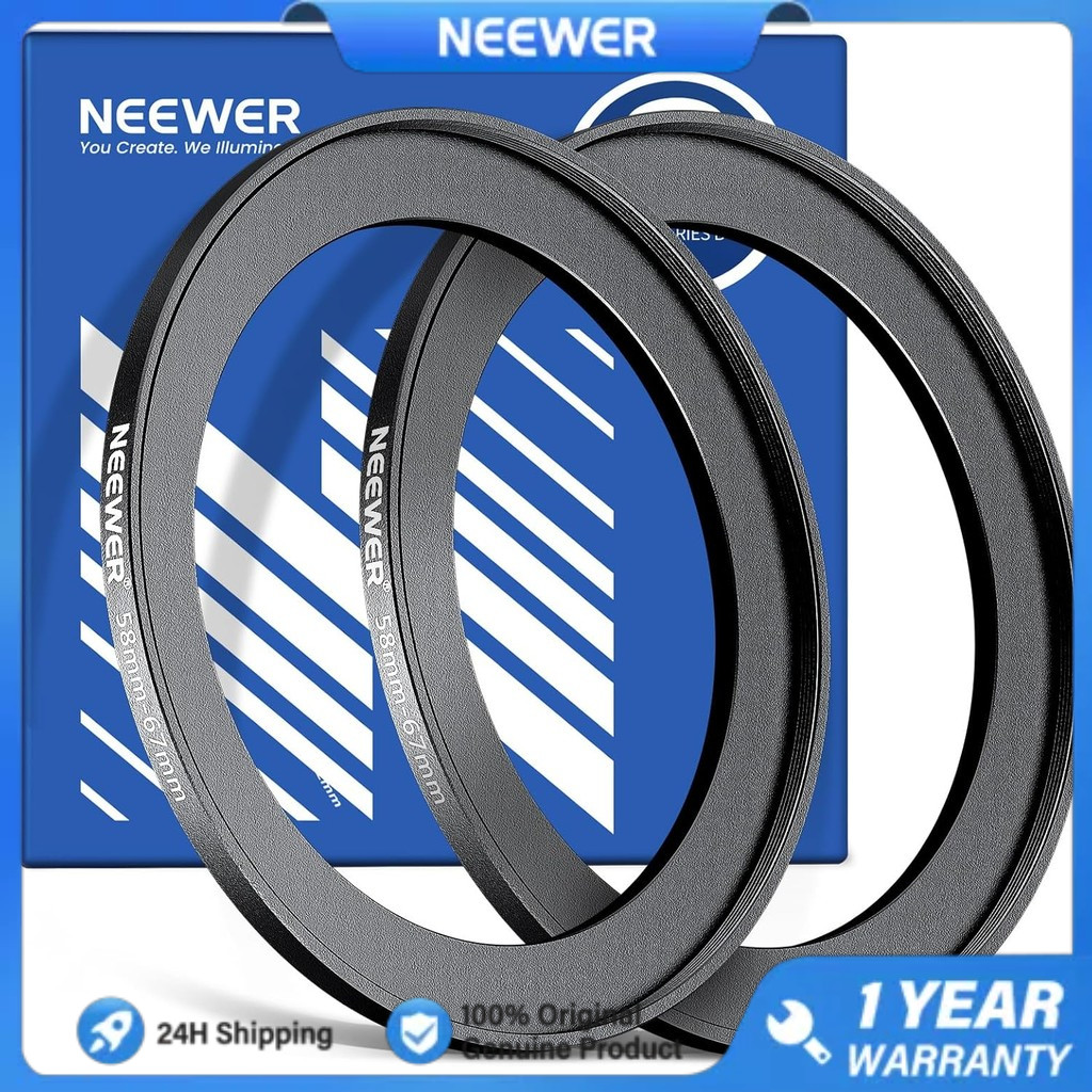 NEEWER 67mm To 82mm Step Up Ring Adapter (2 Pack) - Ultra Slim Aluminum Filter Adapter For Camera Lenses