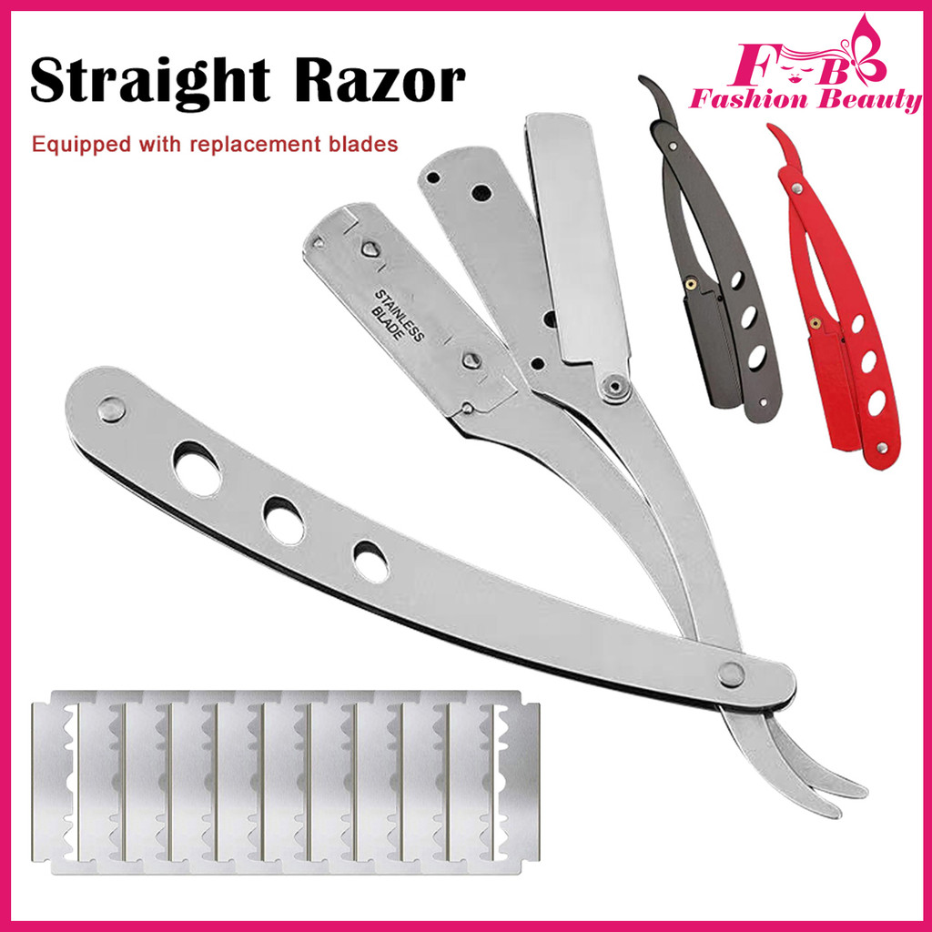 Folding Barber Razor Shaver Stainless Steel Straight Edge Manual ...