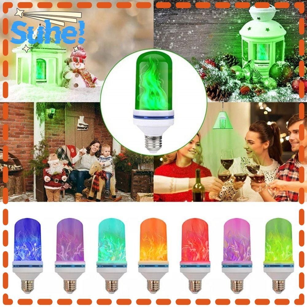 HISUHE LED Flame Light Bulb With Gravity Sensing Effect, Yellow/Blue LED Flame Effect Light
