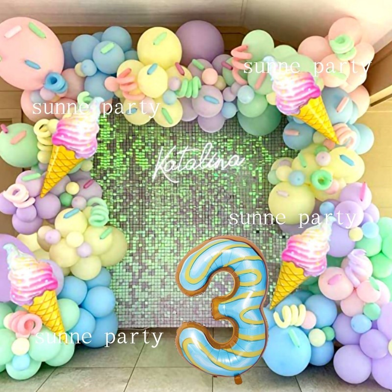 Donut Theme Balloon Arch Garland Kit 32inch Number Balloon Ice Cream ...