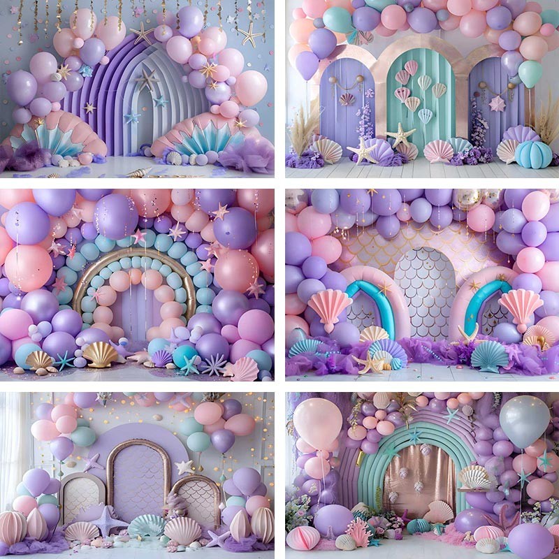 Princess Mermaid Under the Sea Birthday Backdrop Photography Baby ...