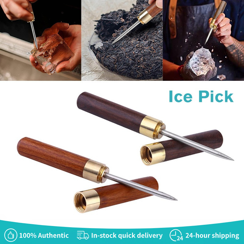 Stainless Steel Ice Pick with Wooden Handle and Safety Cover for ...