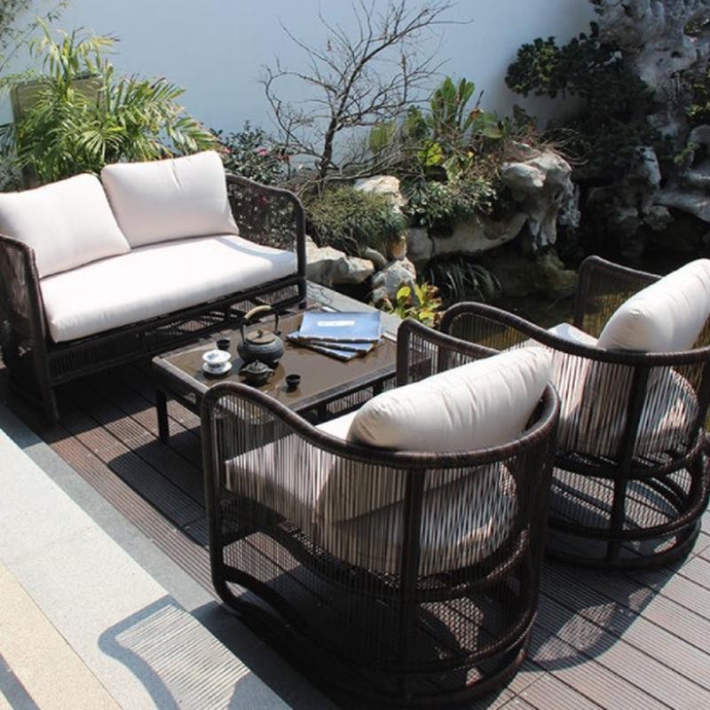 Outdoor Rattan Woven Sofa Courtyard Model Room Creative New Chinese ...