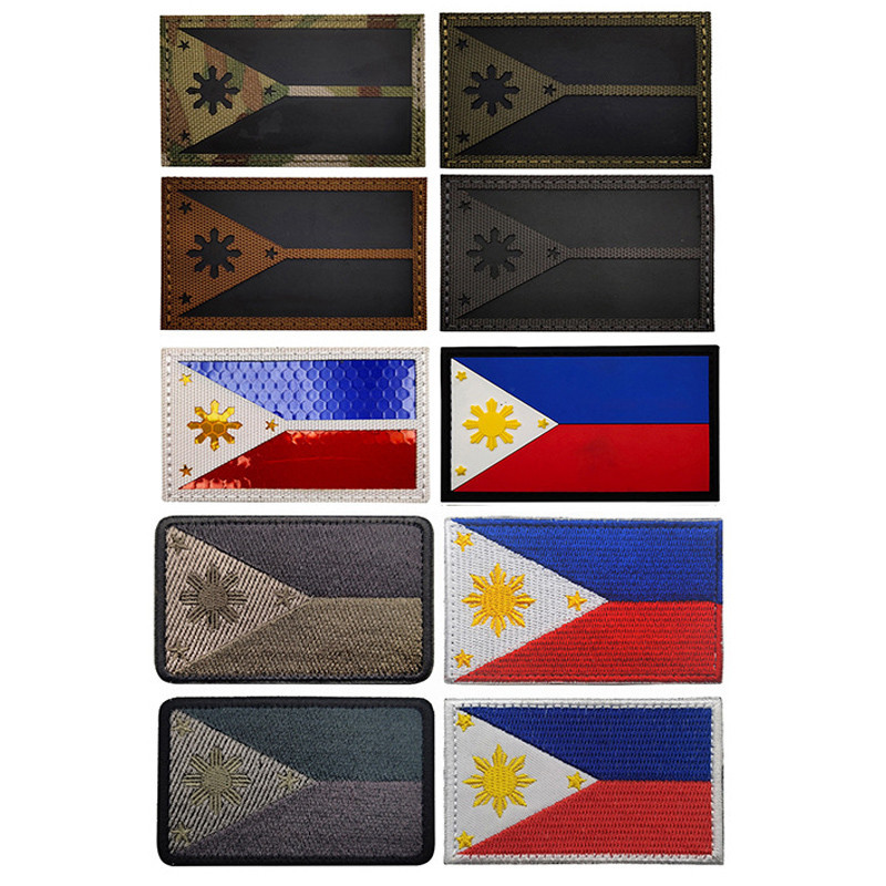 Philippines Countries Flag Patch Badges Hook Loop Armband 3d Stick On 