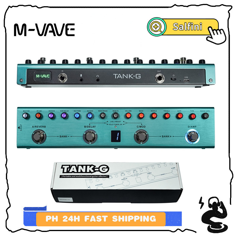 M-VAVE Tank-G Guitar Multi-Effects Pedal Rechargeable 36 Presets 9 ...