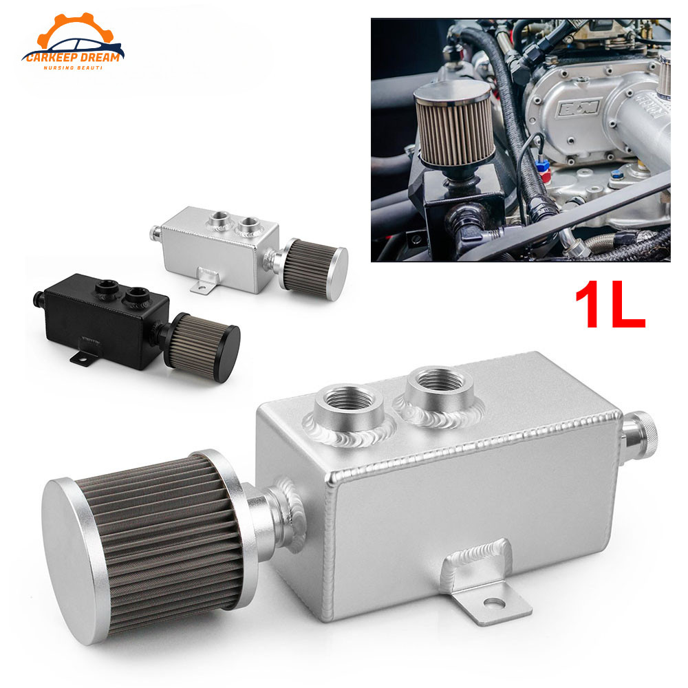 Black Car Oil Catch Tank Fuel Tank 1L/2L Universal - Oil Catch