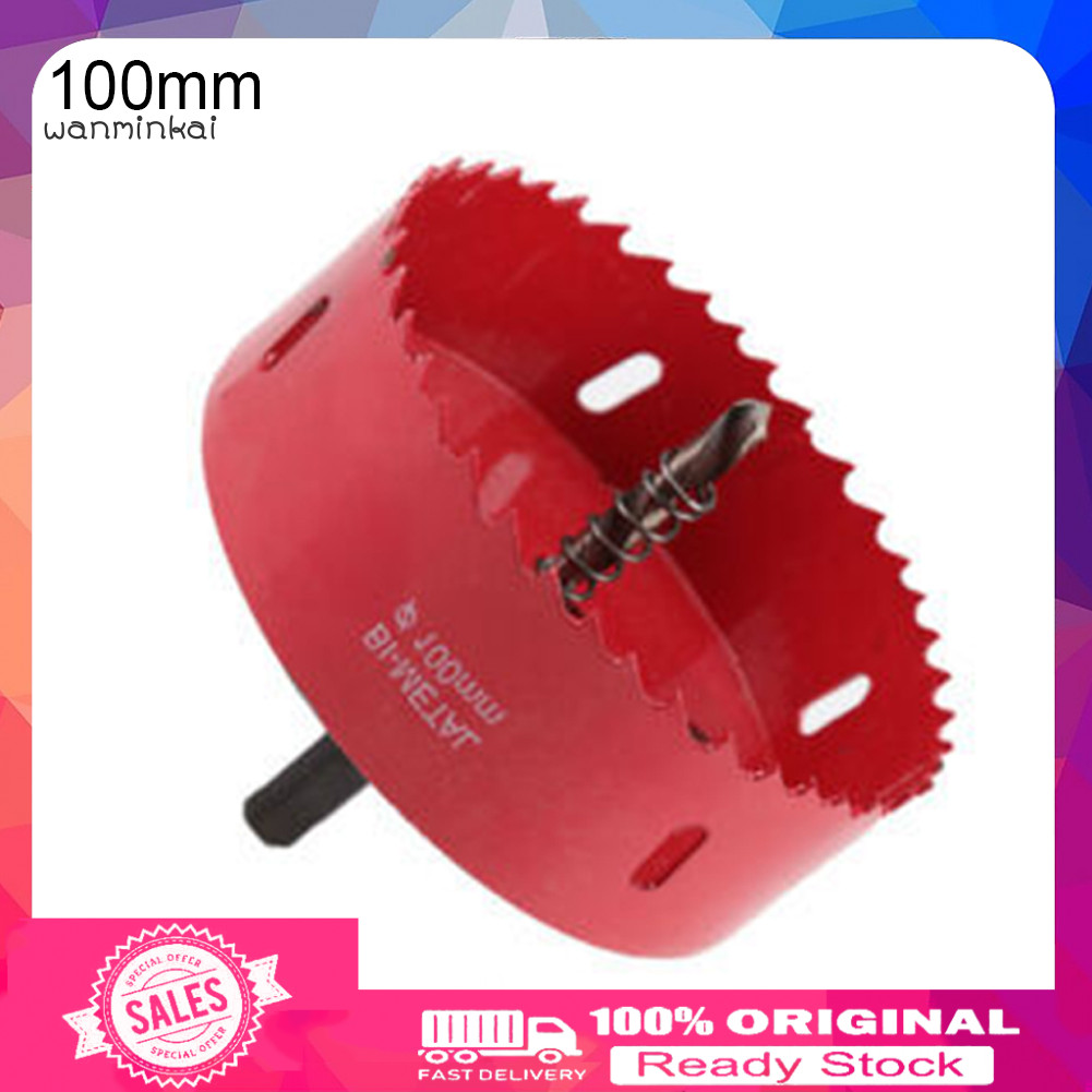 [Ready stock] 60/65/80/100mm Red Metal Wood Hole Saws Drill Bit Plastic