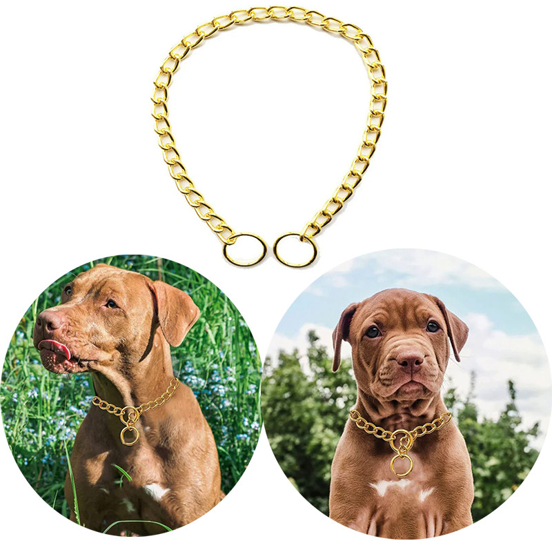 Dog Gold Chain Cuban Link Dog Metal Slip Collar Dog Choke Necklace ...