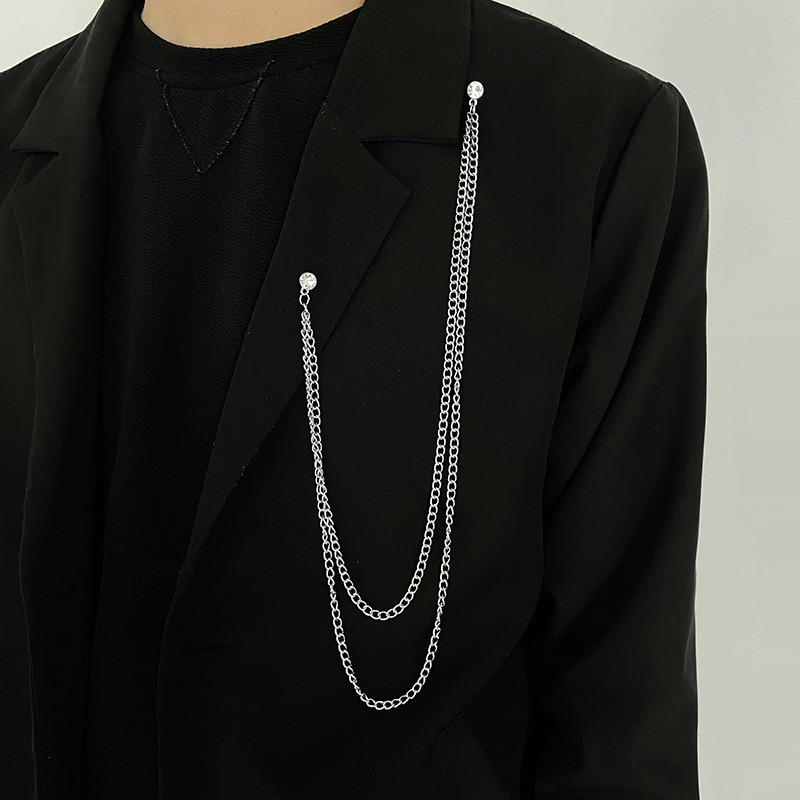 Breast Pin Long Chain Suit Accessories Pin Personalized Multiple Breast ...