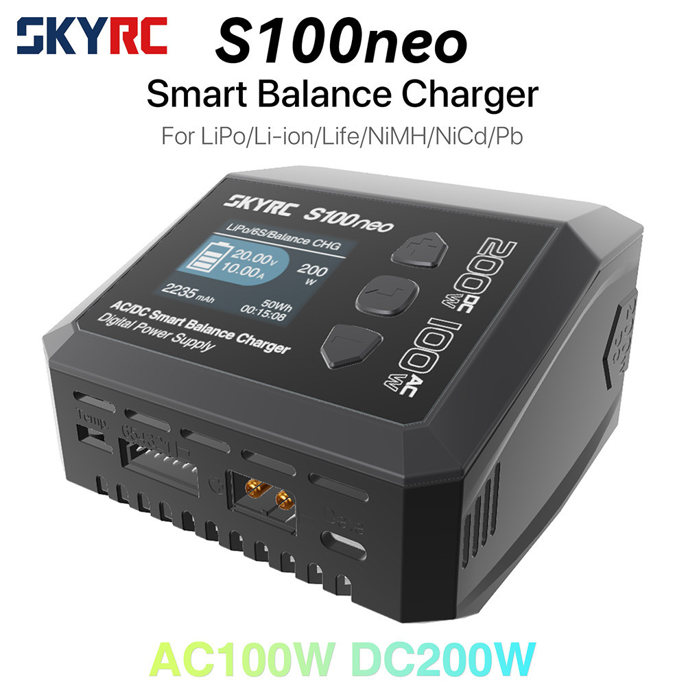 SkyRC S100neo Smart RC Balance Charger with AC100W DC200W 12A Output ...