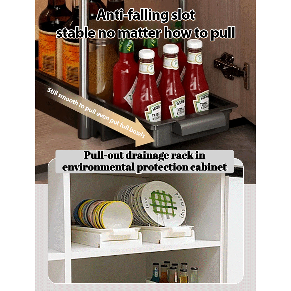 Pull-out drain rack in cabinet kitchen dish storage rack drain rack ...