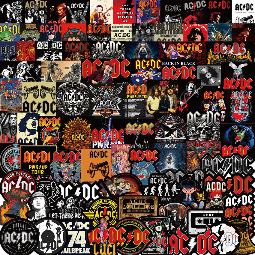 100Pcs/Set Rock Band . AC/DC Stickers DIY Waterproof Fashion Doodle ...