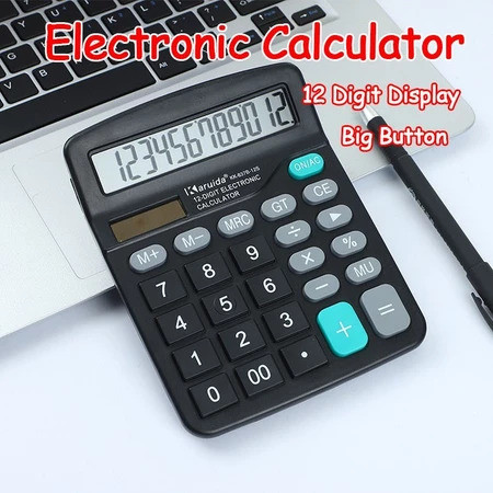 12 Digits Electronic Calculator Solar Calculator Dual Power Calculator ...